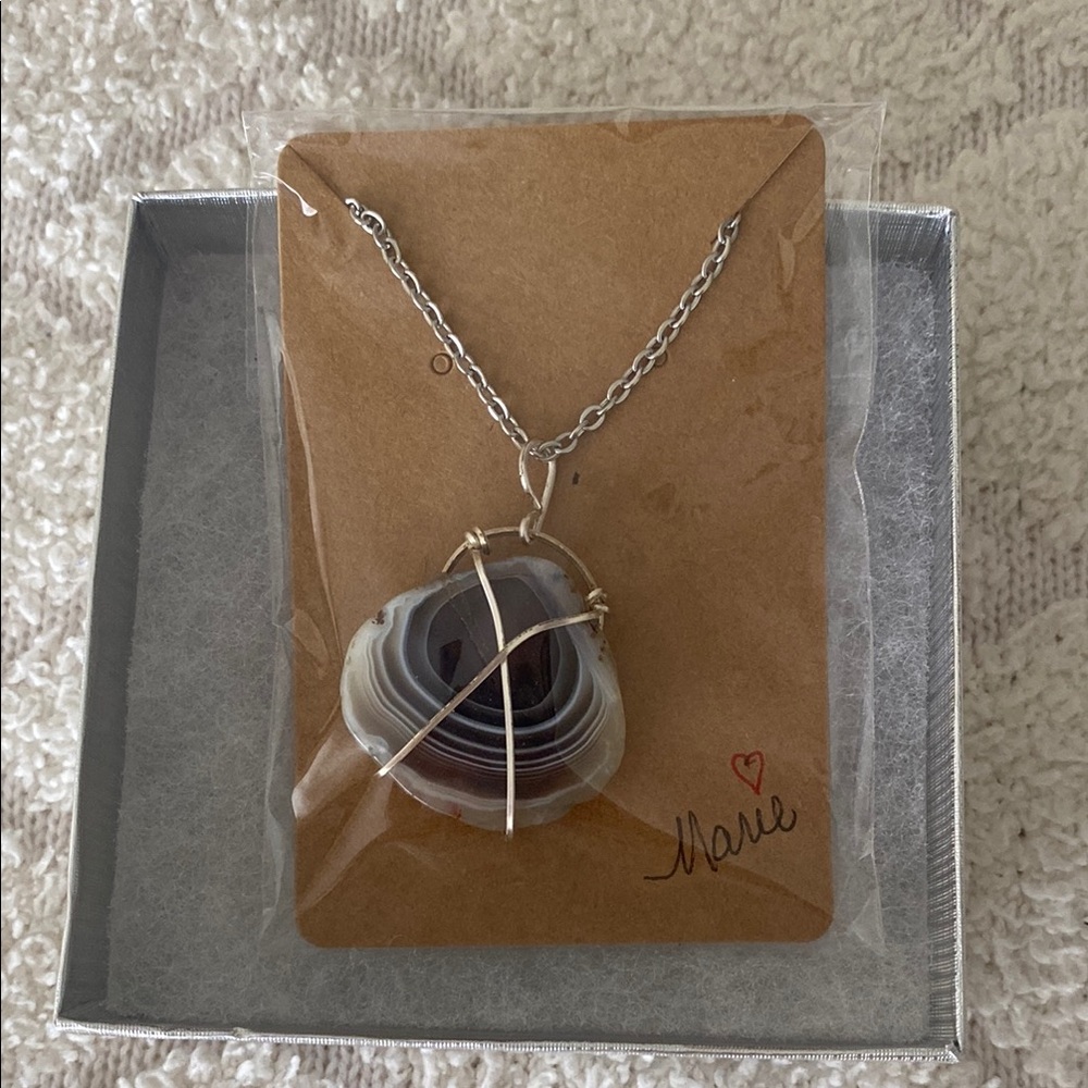 Wire Wrapped Stone Pendant Necklace